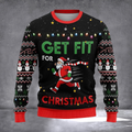 Get Fit For Christmas Ugly Christmas Sweater Funny Santa Pullover Christmas Party Outfit Gifts
