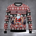 Merry Christmas Santa Weightlifting Ugly Christmas Sweater Funny Santa Sweater Xmas Outfits
