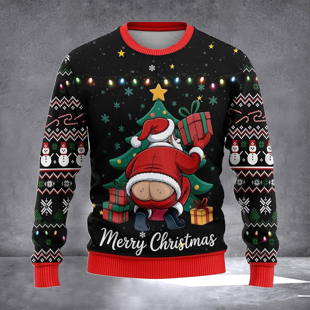 Merry Christmas Santa Ugly Christmas Sweater Hilarious Xmas Clothing Christmas Vacation Apparel