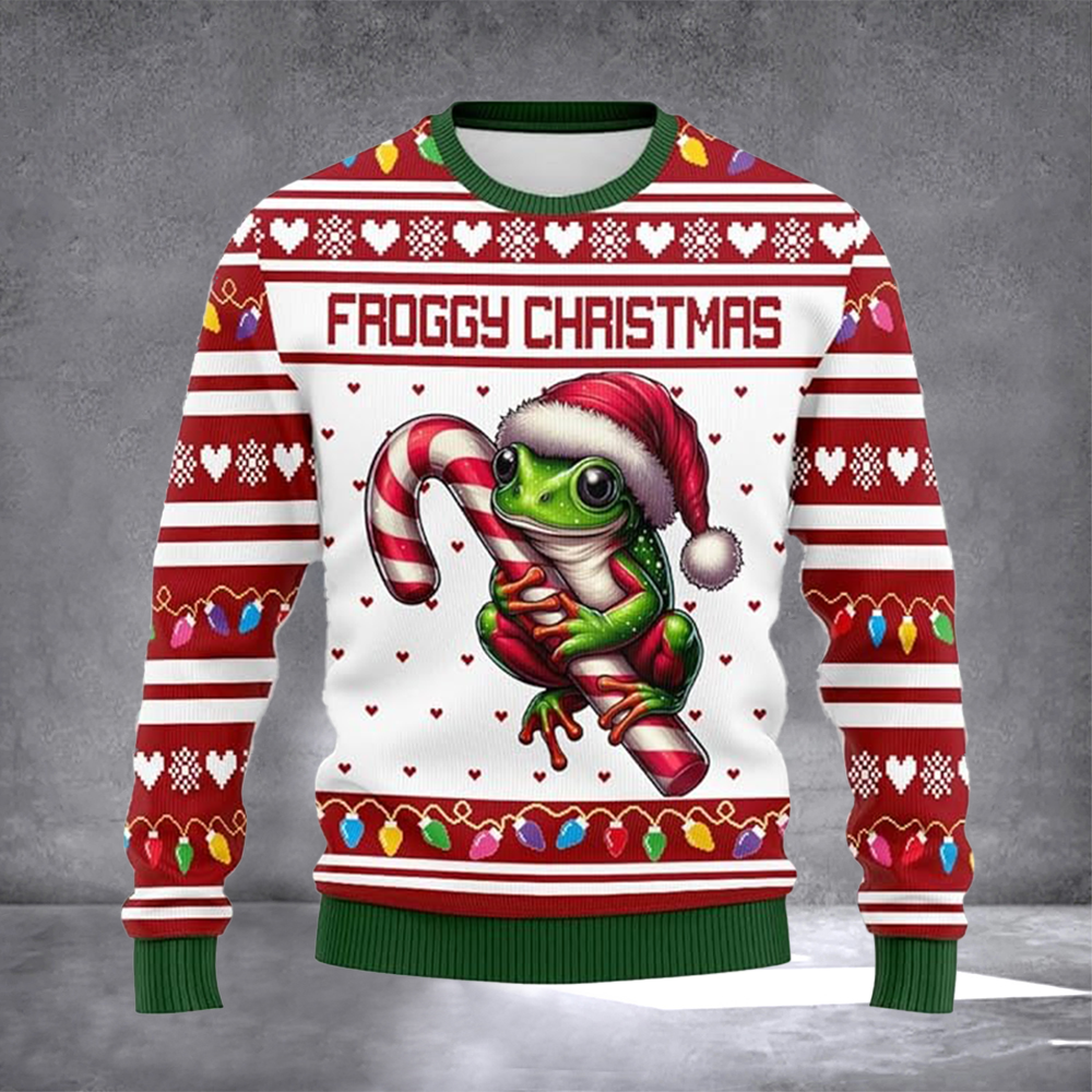 Froggy Christmas Ugly Christmas Sweater Festive Clothing Winter Apparel Frog Lovers Xmas Gifts