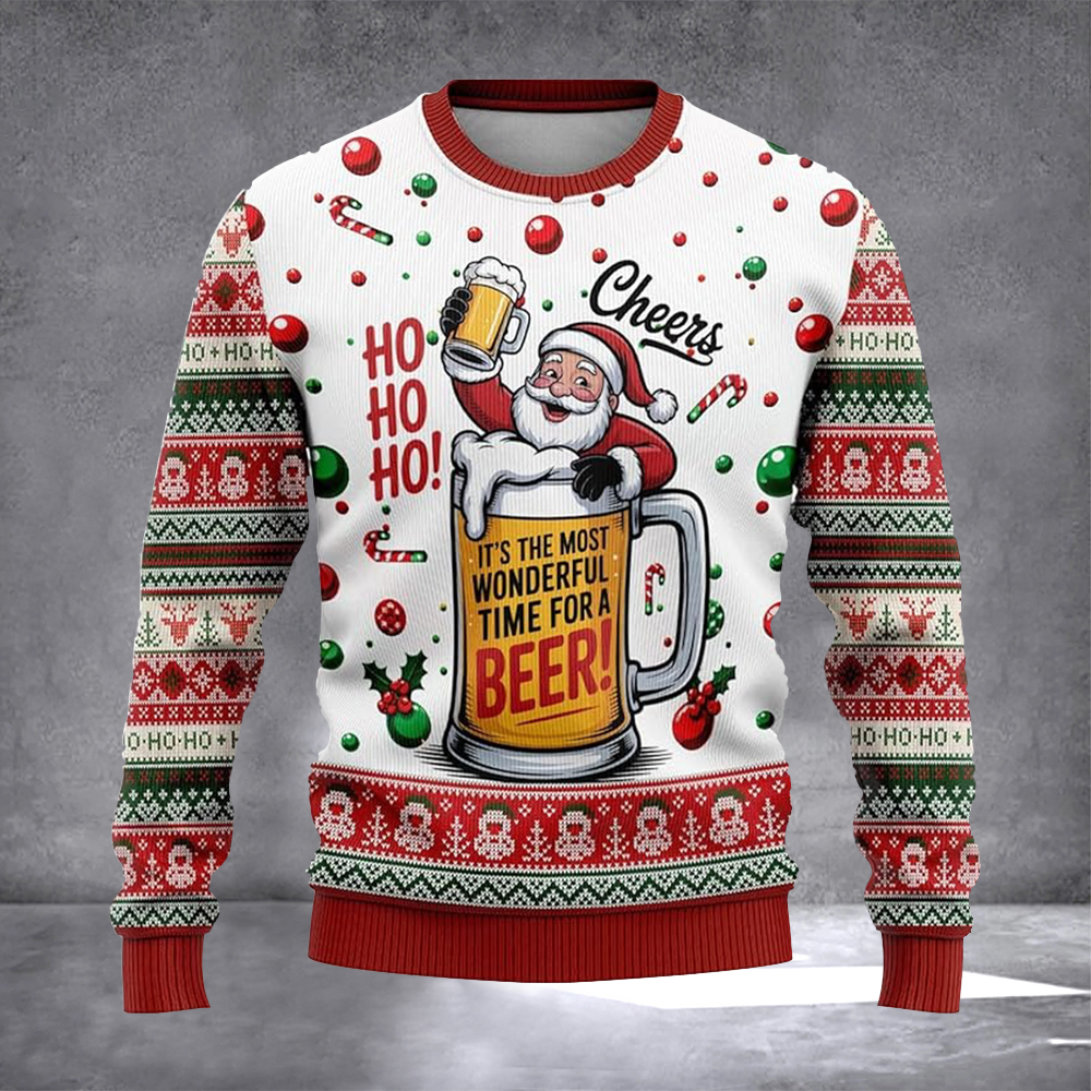 Wonderful Time For A Beer Ugly Christmas Sweater Xmas Party Outfits Winter Apparel Gifts