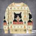 Cat Smoking Marlboro Ugly Christmas Sweater Hilarious Cat Sweater Xmas Apparel Gifts Idea