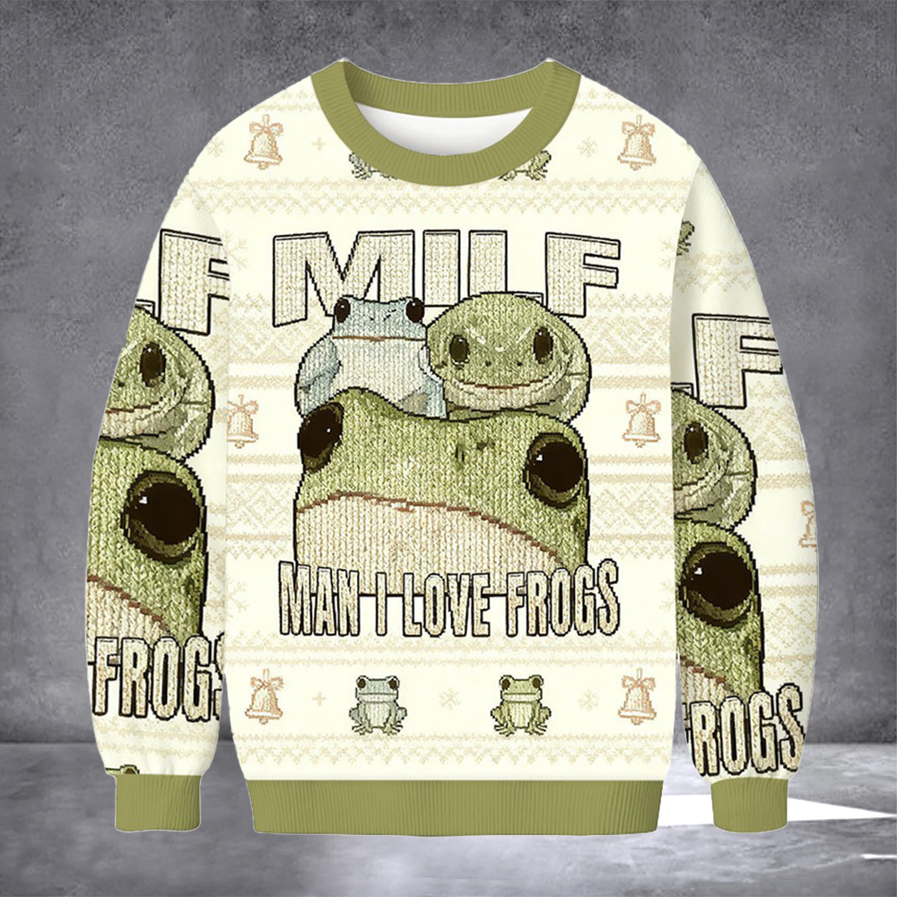 Milf Man I Love Frogs Ugly Christmas Sweater Xmas Day Outfits Holiday Gifts For Frog Lovers