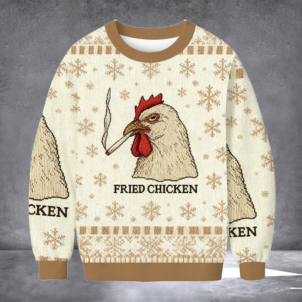 Fried Chicken Ugly Christmas Sweater Funny Smoking Chicken Sweater Xmas Gifts For Dad