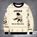 Cat Awake But At What Cost Ugly Christmas Sweater Funny Cat Clothing Xmas Merch Gifts For Him