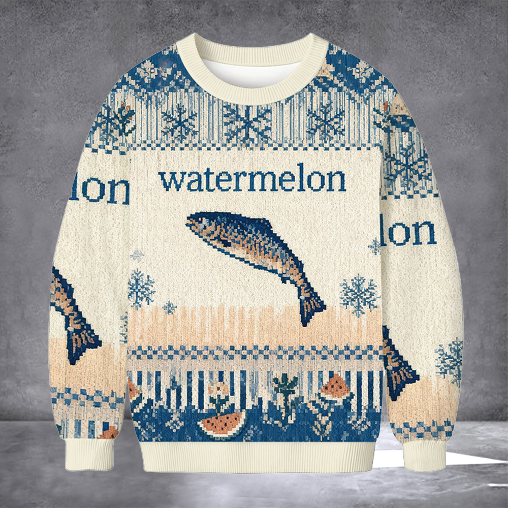 Fish Watermelon Ugly Christmas Sweater Casual Christmas Outfits Holiday Gifts For Fish Lovers