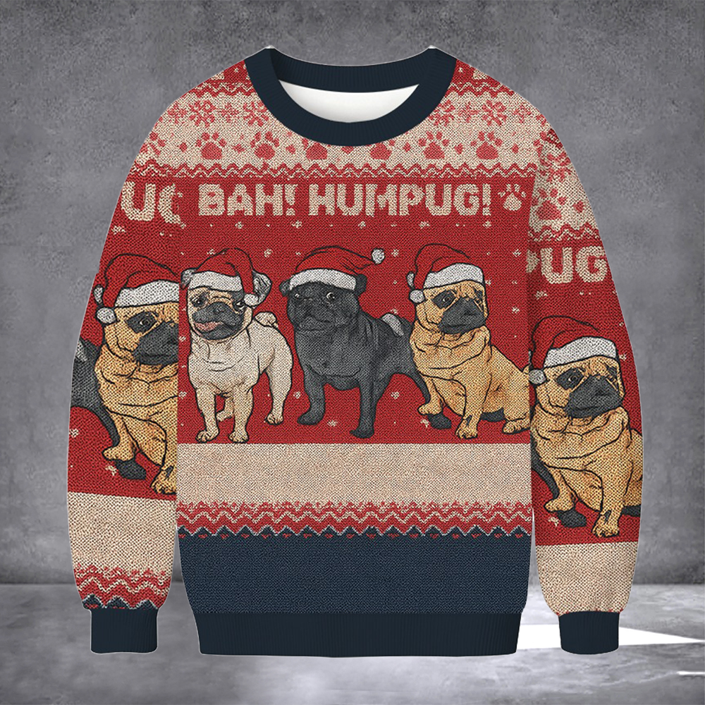 Bah Hum Pug Ugly Christmas Sweater Cold Weather Clothes Pug Dog Lovers Christmas Gifts