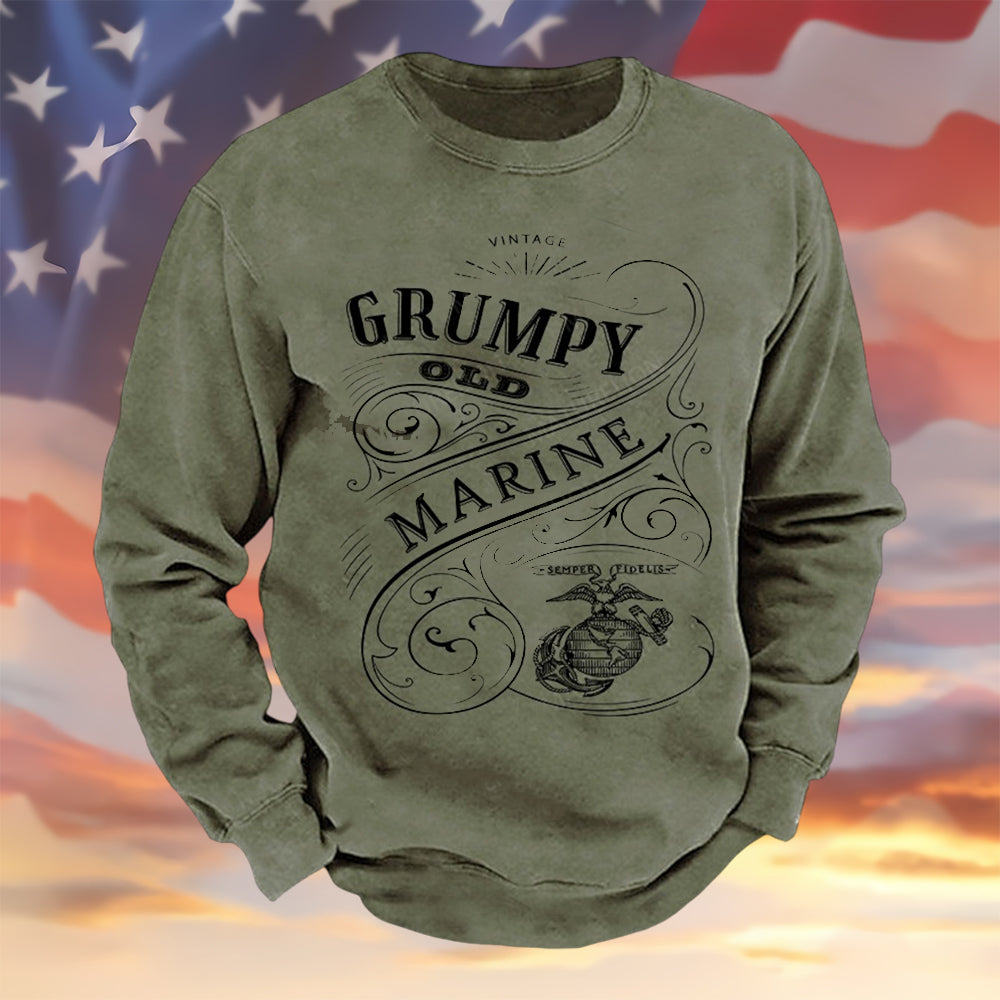Marines Grumpy Old Vintage Sweatshirt Semper Fidelis USMC Merch Gifts For Veterans