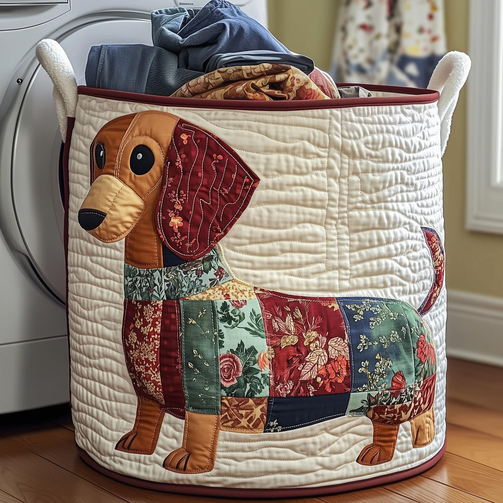 Floral Quilted Laundry Basket Dachshund Christmas Gifts