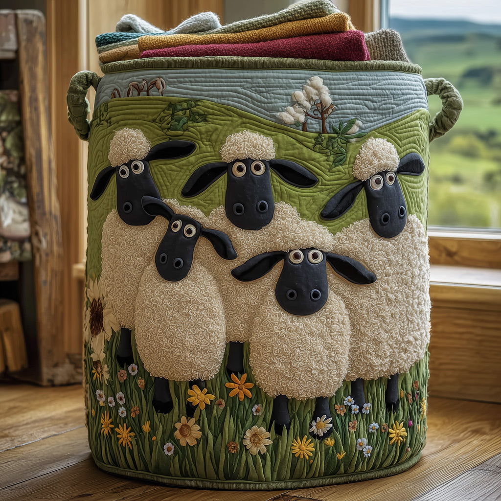 Sheep Heaven Quilted Laundry Basket Christmas Gifts For Farmers