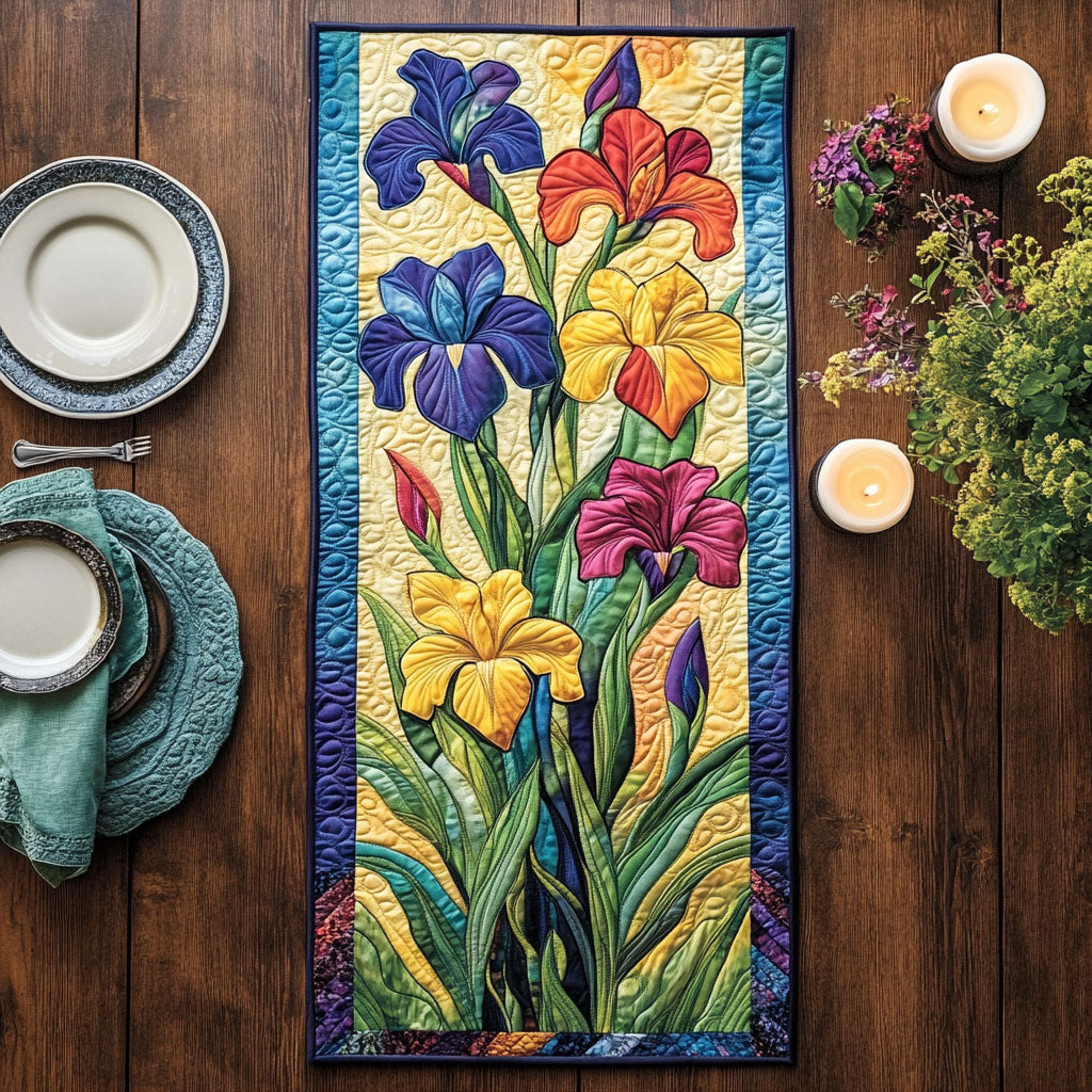 Blooming Iris CW0406003CL Quilted Table Runner