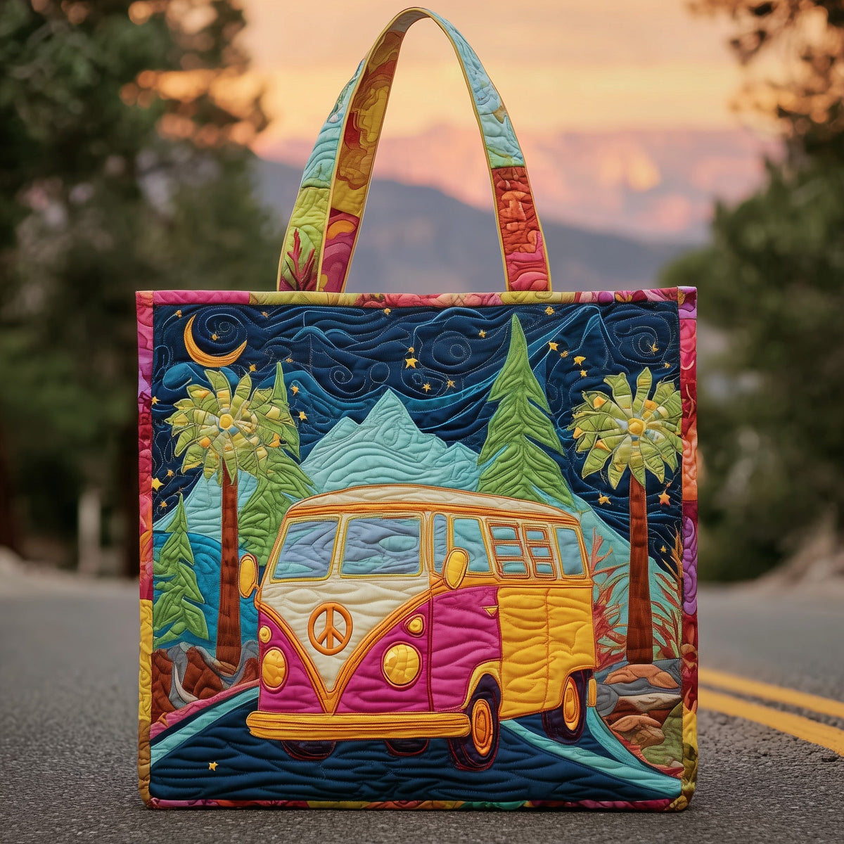 Hippie Van Journey Quilted Tote Bag GFTOYC488