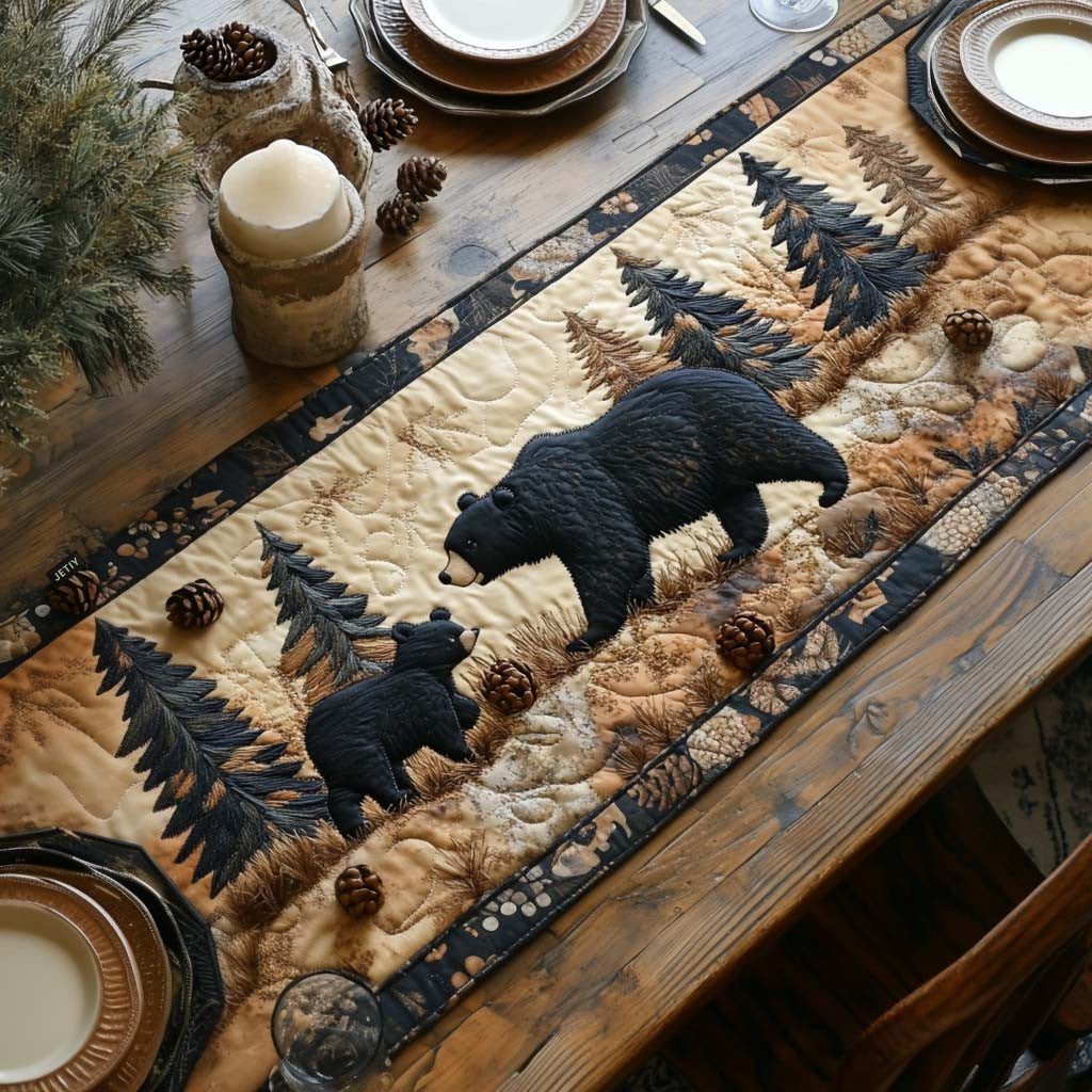 Black Bear Family Quilted Table Runner Dining Room Ideas Top Christmas Gifts For Girlfriend