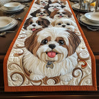 Adorable Shih Tzu Quilted Table Runner Doggy Presents For Christmas
