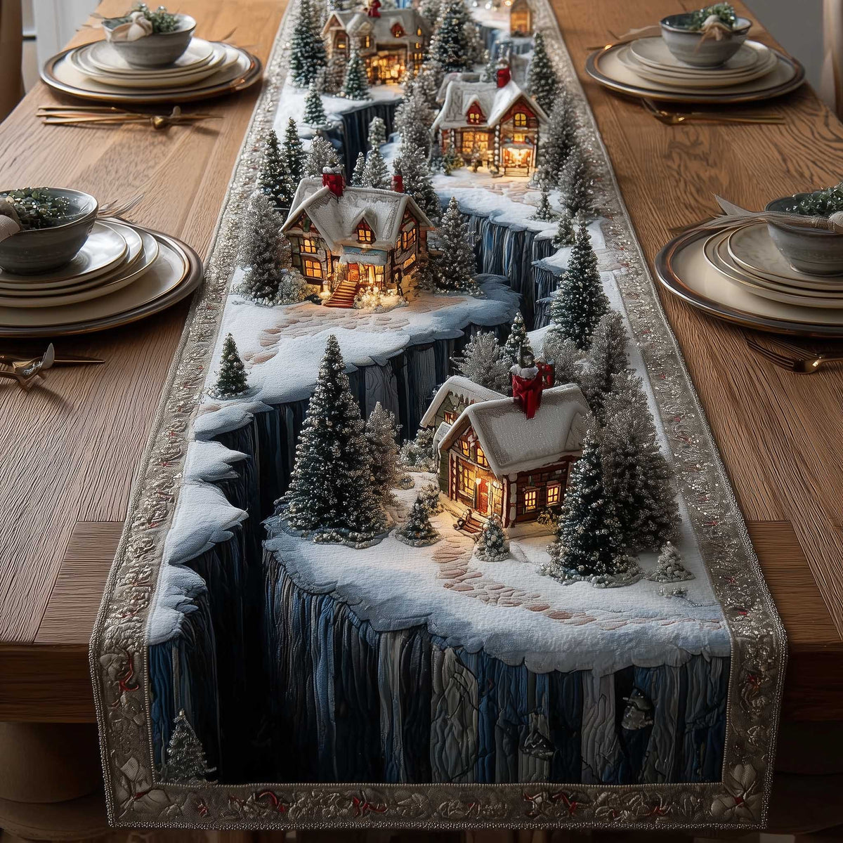Holiday Quilted Table Runner Themed Cabin Gifts Items