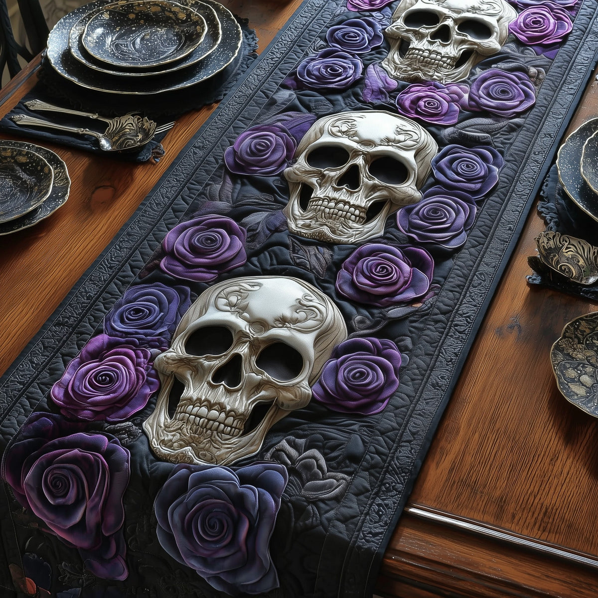 Mystic Skull Quilted Table Runner Skull Christmas Gifts