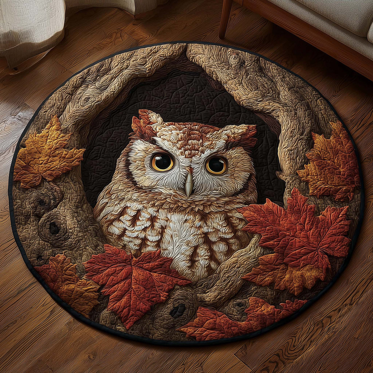 Autumn Owl Quilted Round Mat Best Owl Gifts
