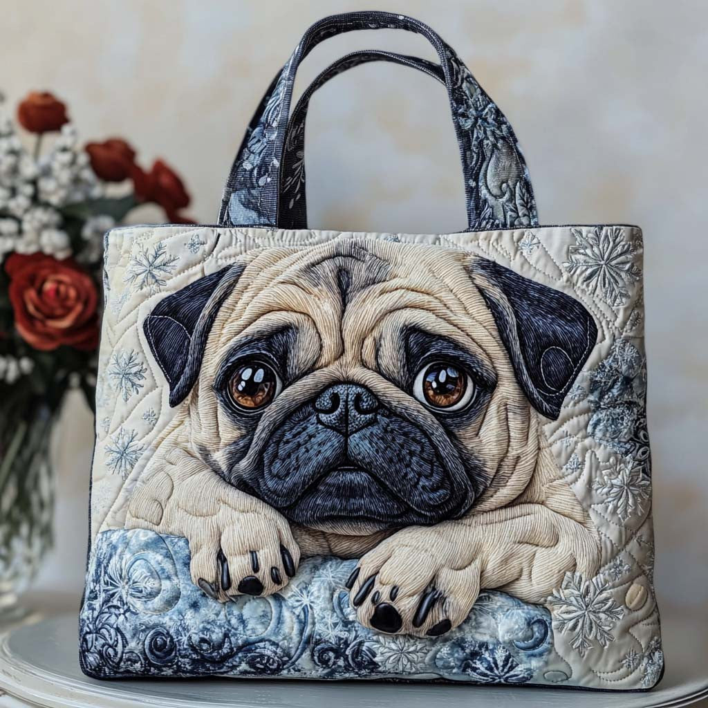 Pug Charm Quilt Tote Bag Best Travel Bags Ideas Gifts For Pug Dog Lovers
