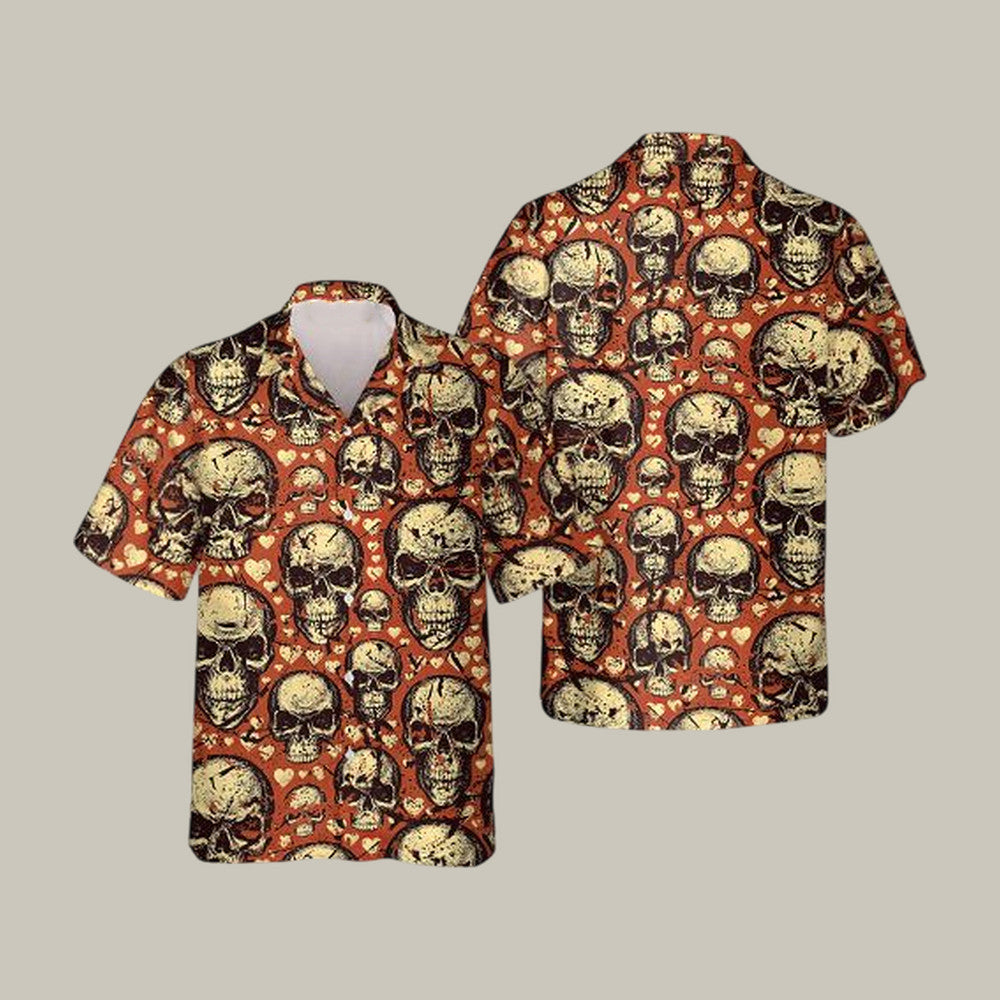 Signs Of The Heart Skull Hawaiian Shirt Gothic Skull Graphic Tee Unique Gift For Brother - Otakuforge