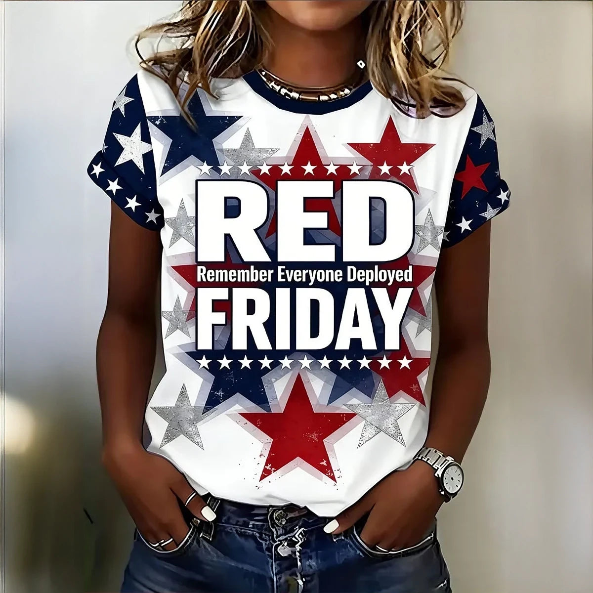 Red Friday Remember Everyone Deployed Stars T-Shirt Memorial Day Shirt Present For Sister - Otakuforge