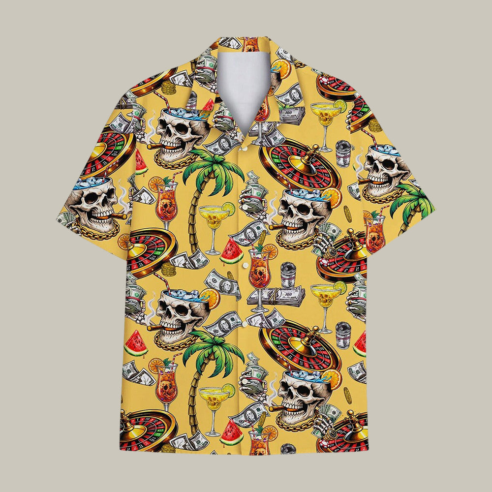 Skull And Money Hawaiian ShirtCasino Aloha Tropical Cocktail Shirt Summer Vibe Gift For Him - Otakuforge