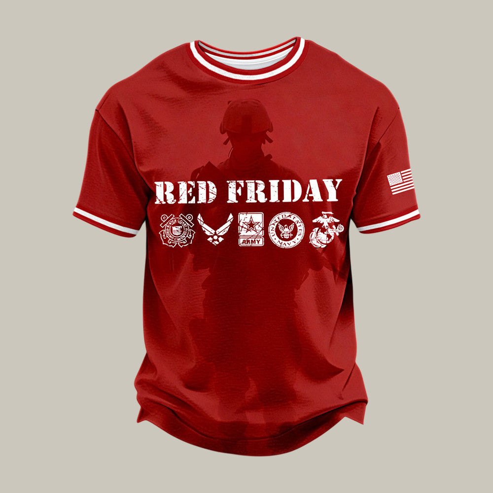 Red Friday American Flag T-Shirt On Frodays We Wear Red Shirt Present For Father's Day - Otakuforge