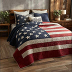 Patriotic Prairie Star Quilted Bedding Set 4Th Of July Decoration Ideas Gifts For Father