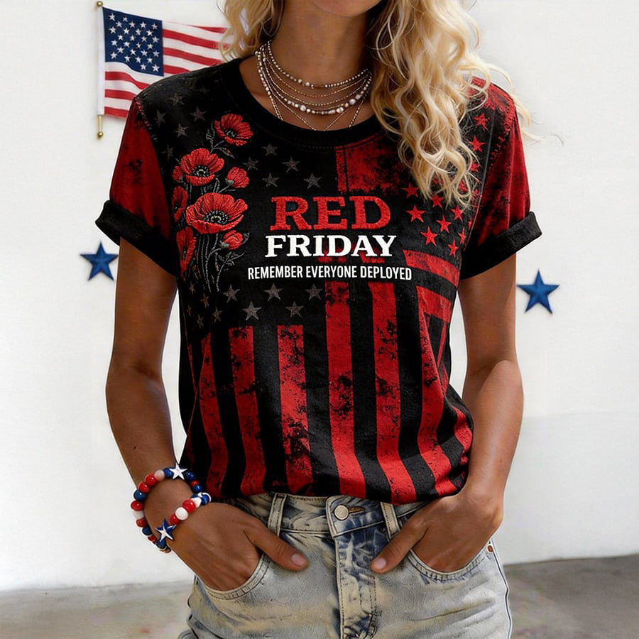 Red Fridays Remember Everyone Deployed T-Shirt Poppy Flower Red Fridays Tee Gift Ideas - Otakuforge