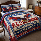 Celebrating 250th Anniversary Quilted Bedding Set America 1776 2026 Merch Gift For Mom - Otakuforge