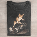 Corgi Skateboarding T-Shirt Funny Corgi Dog Graphic Tee Gifts For Owners Pet Lovers - Otakuforge
