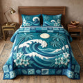 Ocean Tropic Quilted Bedding Set Elegant Home Decor Ideas Gifts For Ocean Lovers