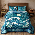 Ocean Tropic Quilted Bedding Set Elegant Home Decor Ideas Gifts For Ocean Lovers