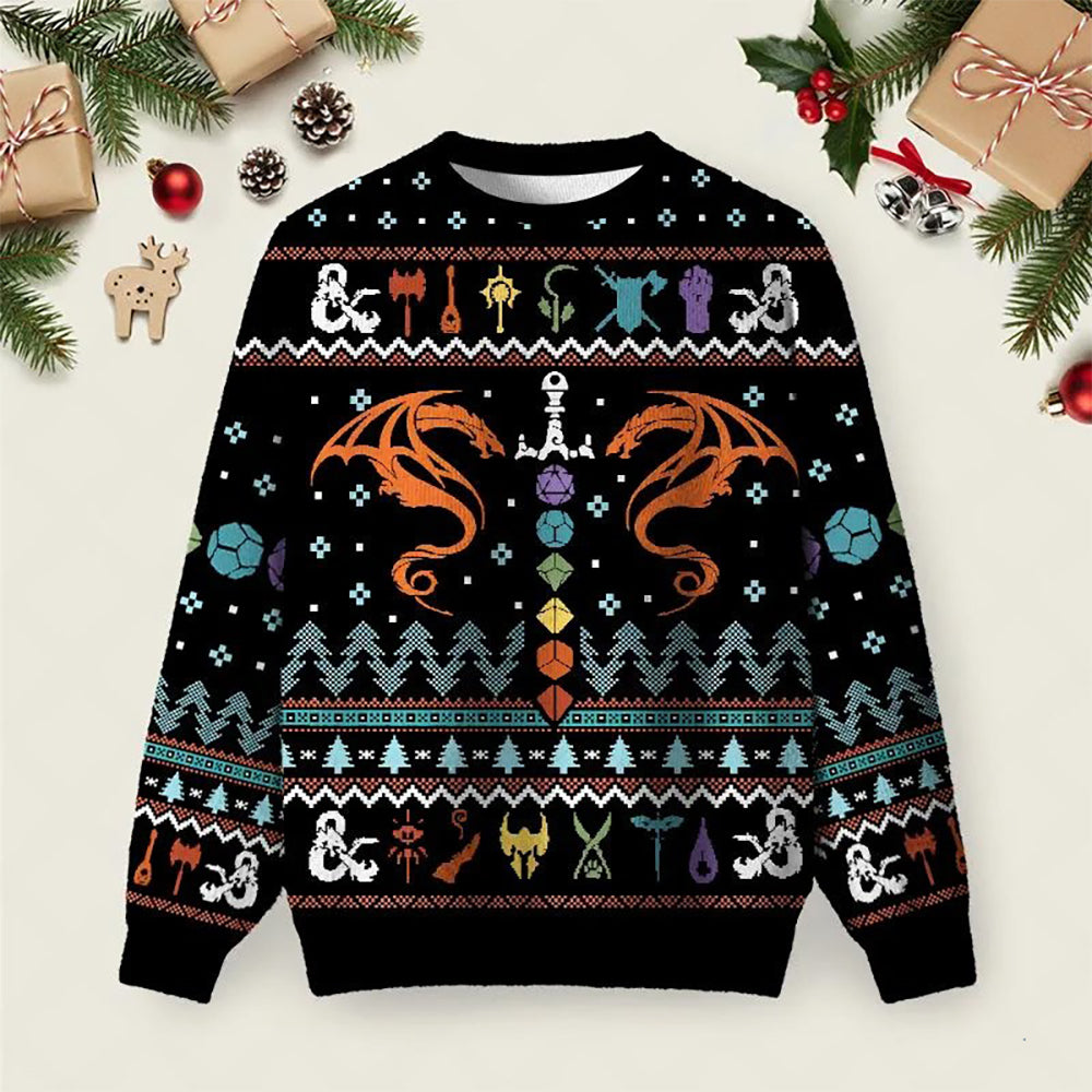 DND Dragon Dice Weapon Ugly Christmas Sweater Family Christmas Clothes Xmas Apparel.jpeg