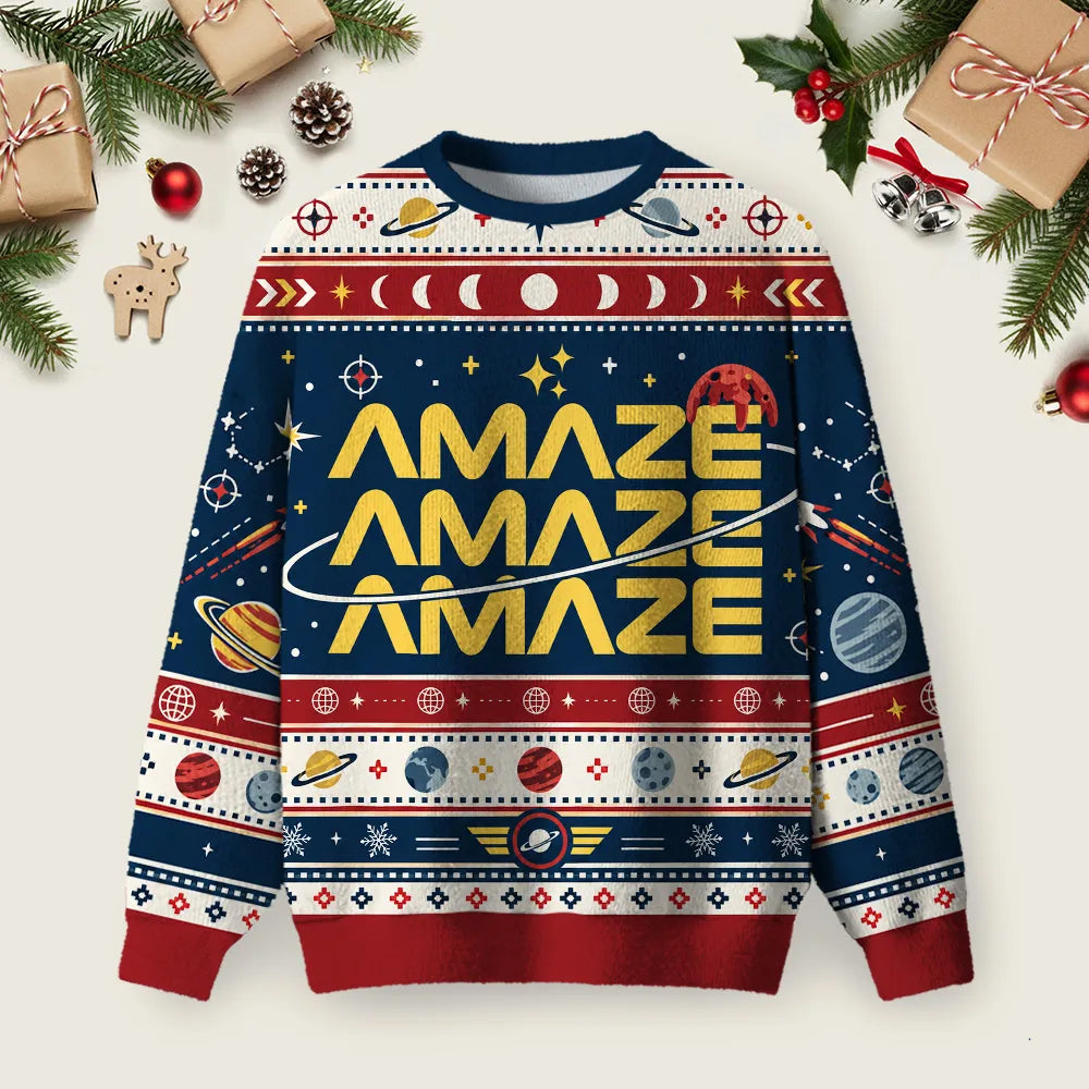 Amaze Amaze Amaze Space Sci Fi Ugly Christmas Sweater Warm Clothes For Winter Xmas Apparel.png
