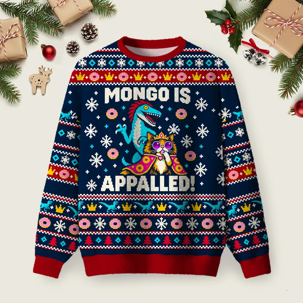 Disapproving Royal Kitty Dino Ugly Christmas Sweater Cold Weather Clothes Christmas Gifts.png