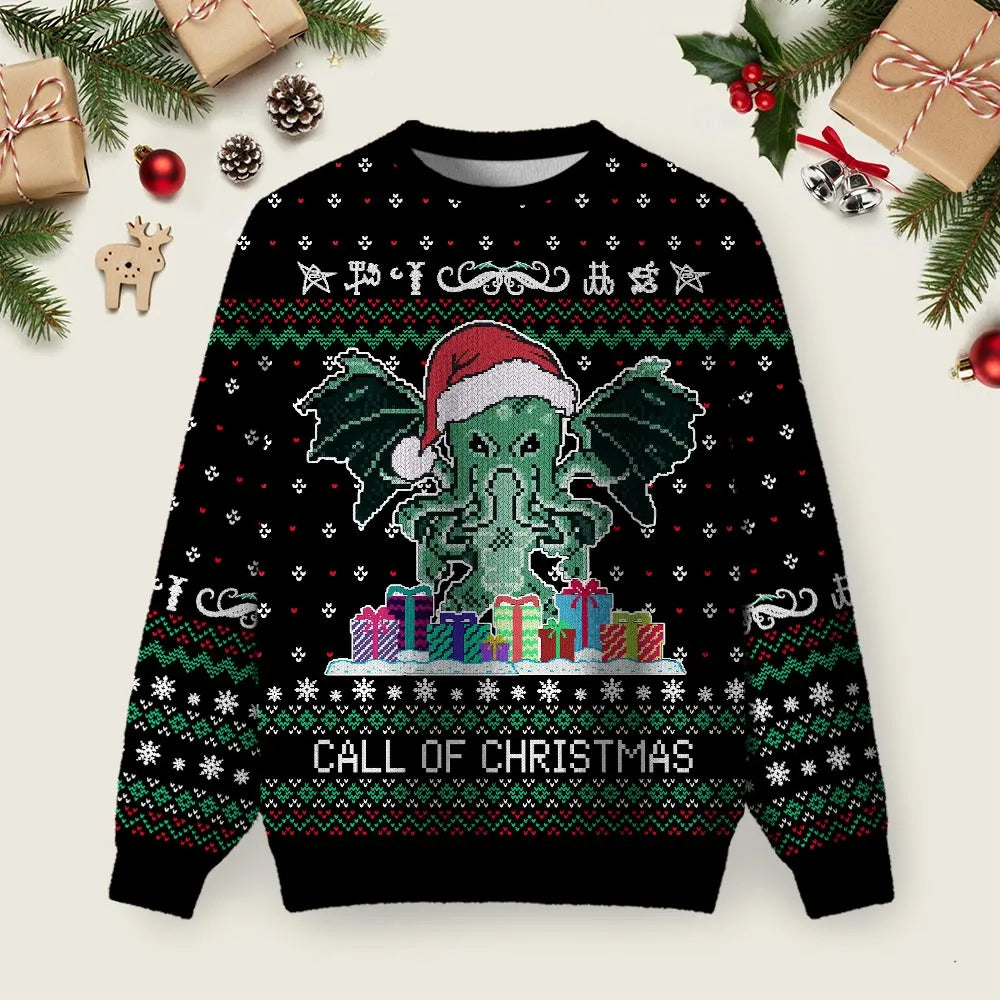 Cthulhu Call Of Christmas Ugly Christmas Sweater Alien Xmas Sweater Winter Clothes.png