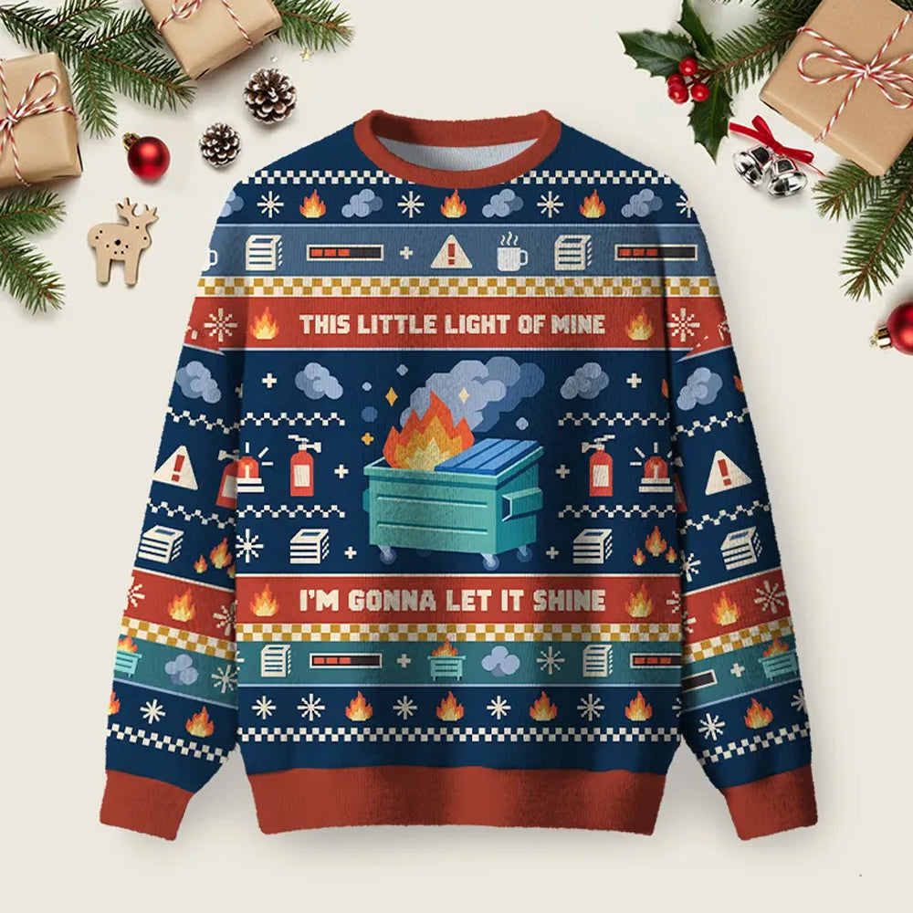 Dumpster Fire Ugly Christmas Sweater Festive Clothing Funny Dumpster Fire Xmas Outfits.png