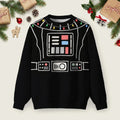 Dark Lord Chest Piece Armor Ugly Christmas Fuzzy Fleece Sweatshirt.png
