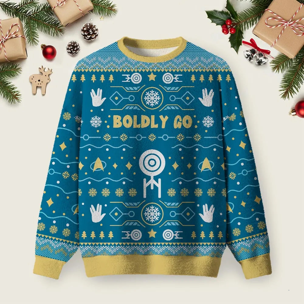 Boldly Into Blue Ugly Christmas Sweater Christmas Vacation Clothing Xmas Apparel Gifts.png