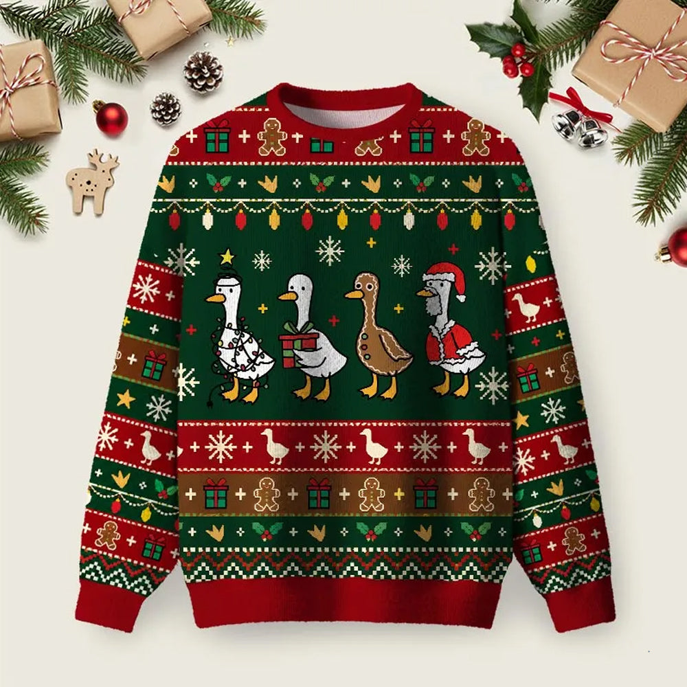 Holiday Goose Parade Ugly Christmas Sweater Festive Clothing Christmas Apparel Gifts.png