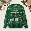 Not Procrastinating Doing Side Quests Ugly Christmas Sweater Winter Apparel Xmas Gifts.png