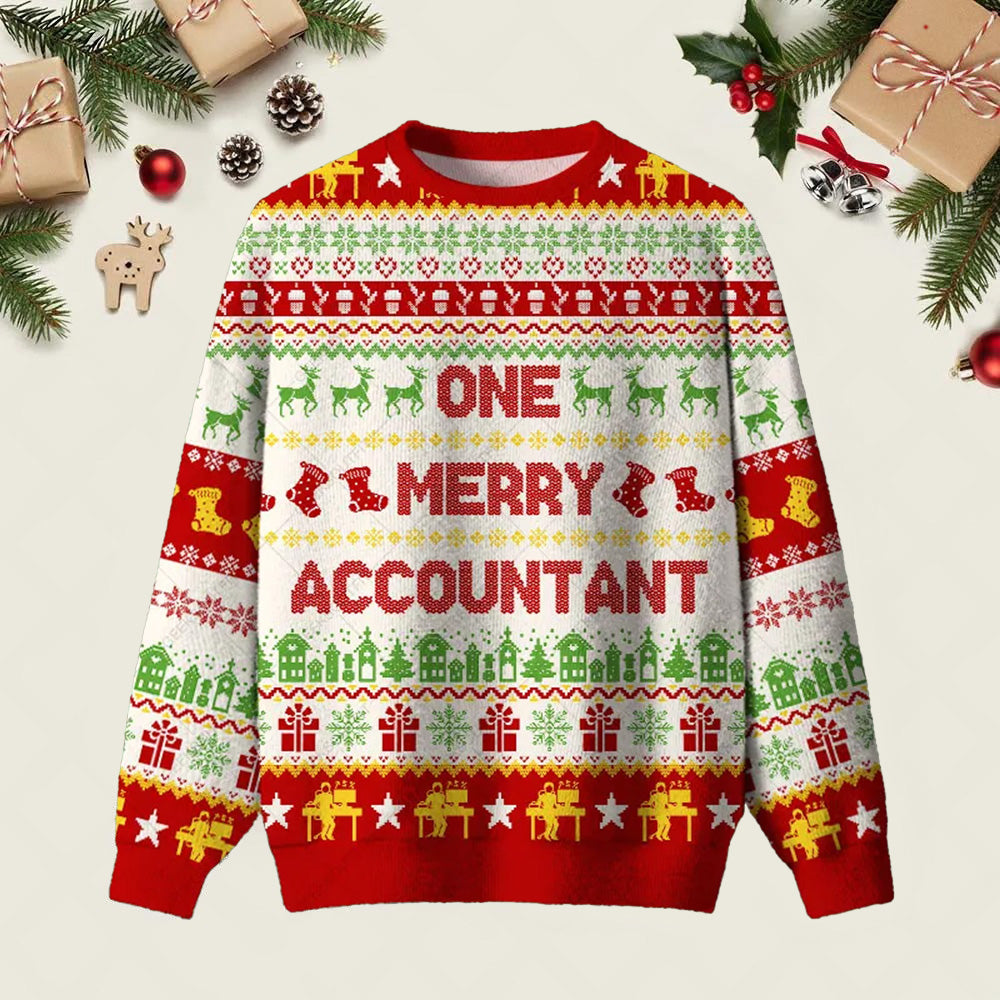 One Merry Accountant Ugly Christmas Sweater Festive Clothing Christmas Apparel Gifts