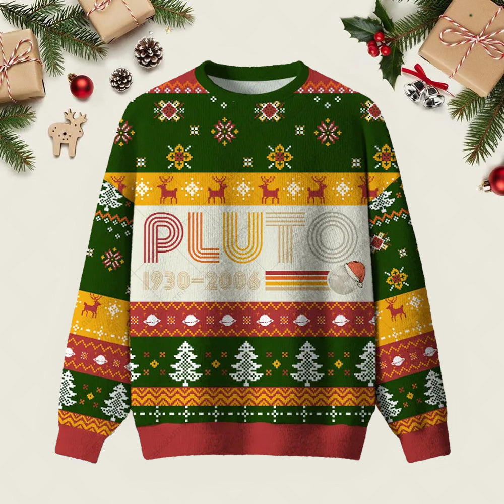 PLUTO Nerd Ugly Christmas Sweater Warm Clothes For Winter Xmas Attire Gifts Ideas
