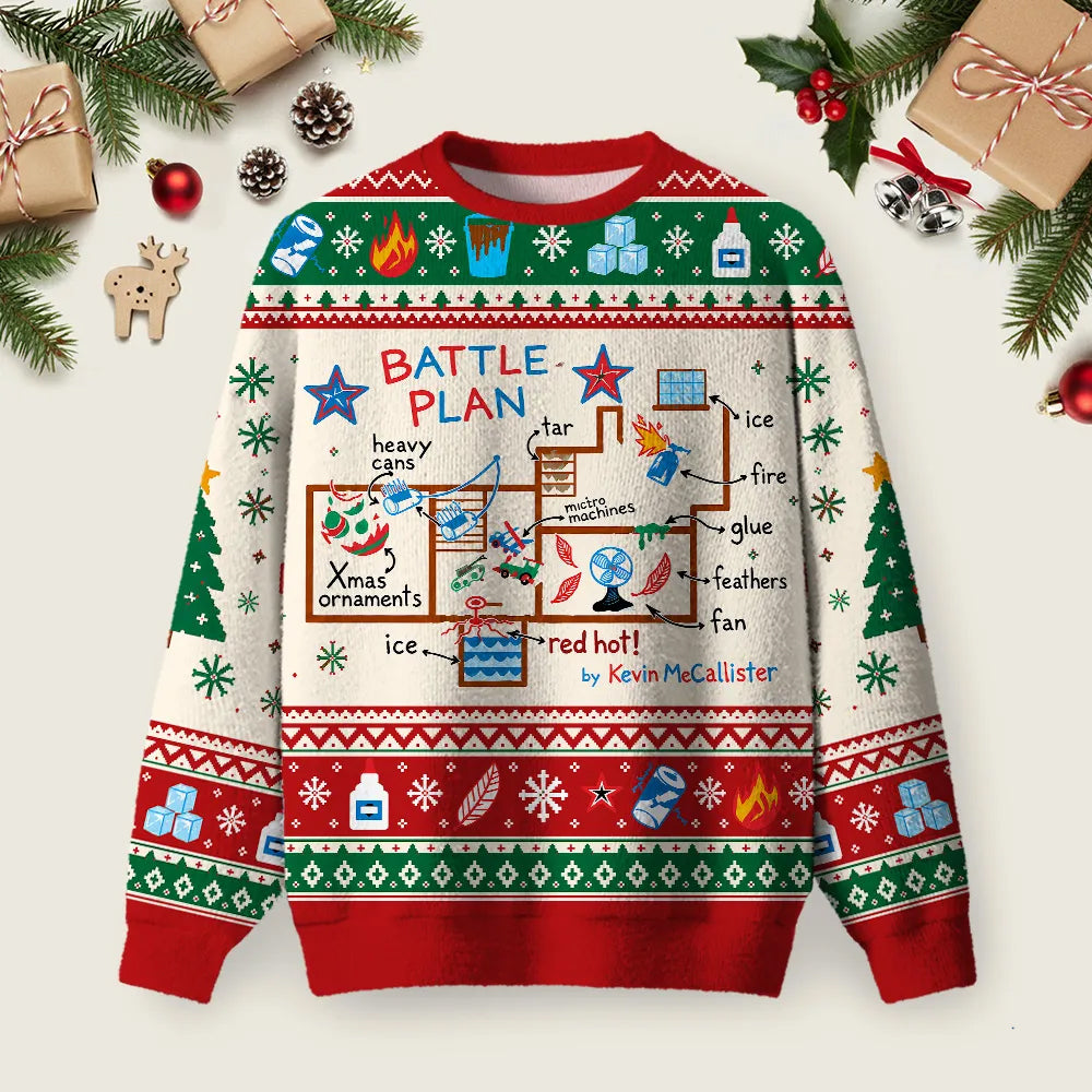 Home Defense Battle Plan Blueprint Ugly Christmas Sweater Xmas Party Clothes Christmas Gifts.png