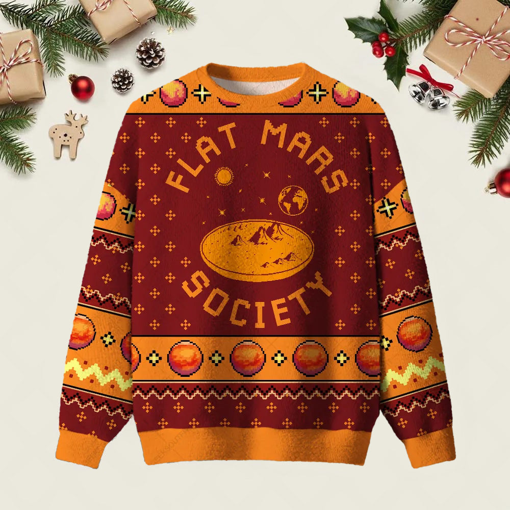 Flat Mars Society Ugly Christmas Sweater Casual Christmas Outfits Xmas Apparel Gifts
