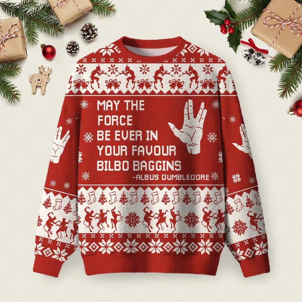 May The Force Be Ever In Your Favour Bilbo Baggins Ugly Christmas Sweater Funny Holiday Sweaters.jpeg