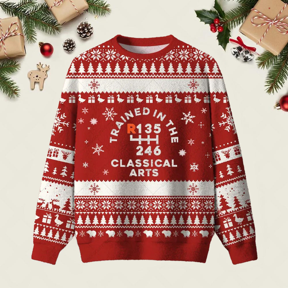 Trained In The Classical Arts Ugly Christmas Sweater Casual Christmas Party Outfits Xmas Apparel