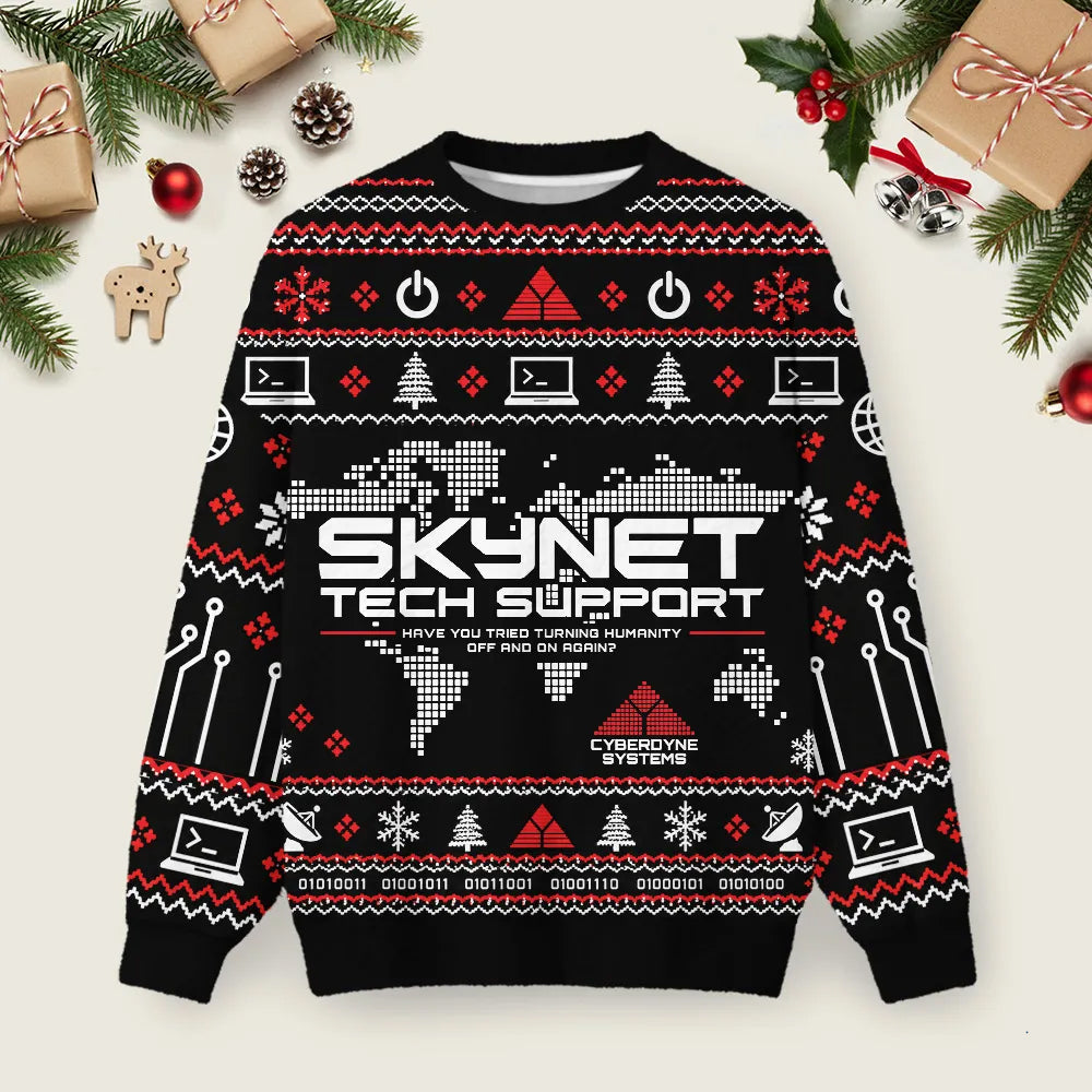 Skynet Tech Support Cyberdyne Systems Ugly Christmas Sweater Xmas Apparel Gifts Ideas.png