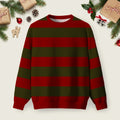 Red Olive Horizontal Stripe Ugly Christmas Sweater Winter Clothing Christmas Outfits.png