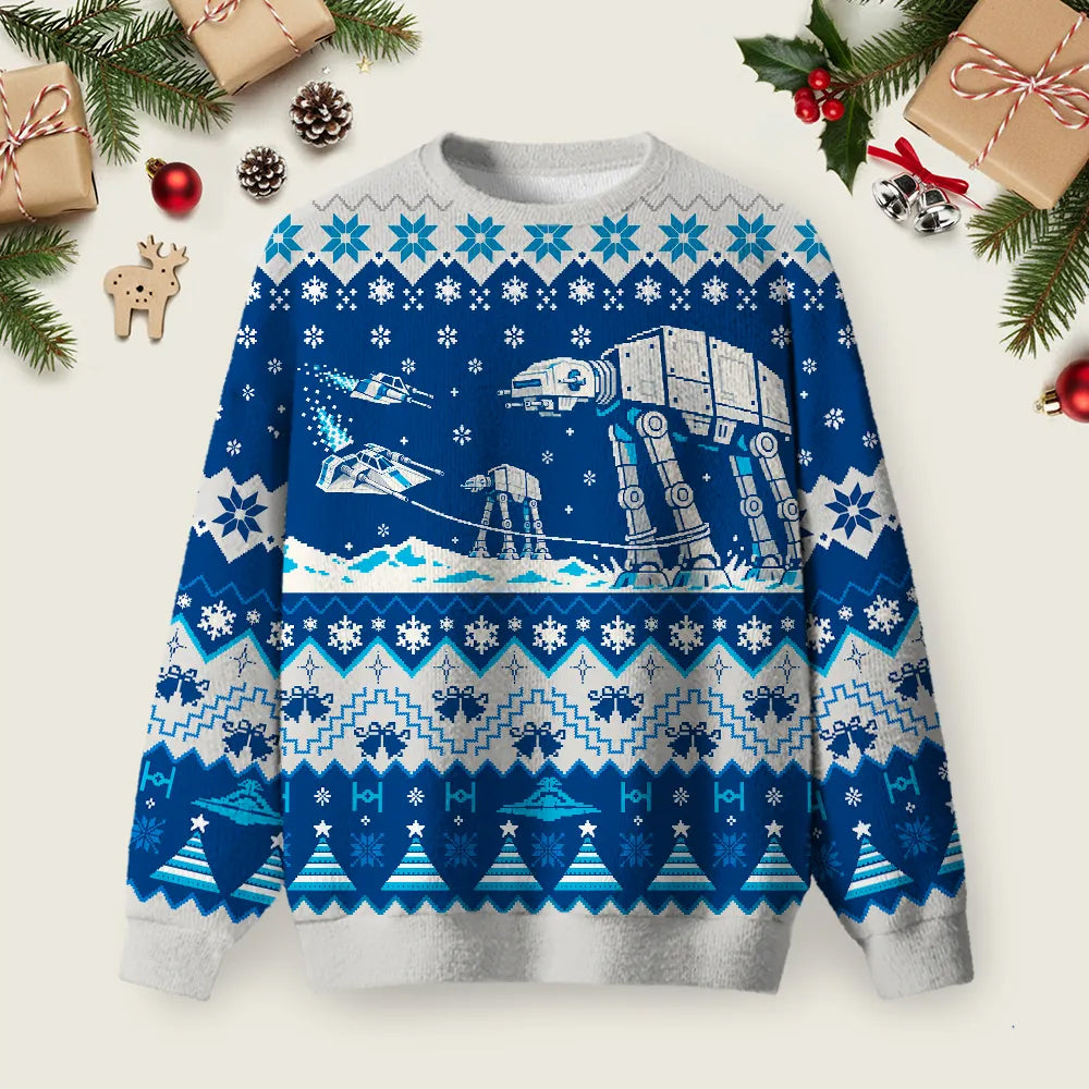 Sci Fi Walker Robot Ugly Christmas Sweater Unique Christmas Pullover Xmas Clothes Gifts.png